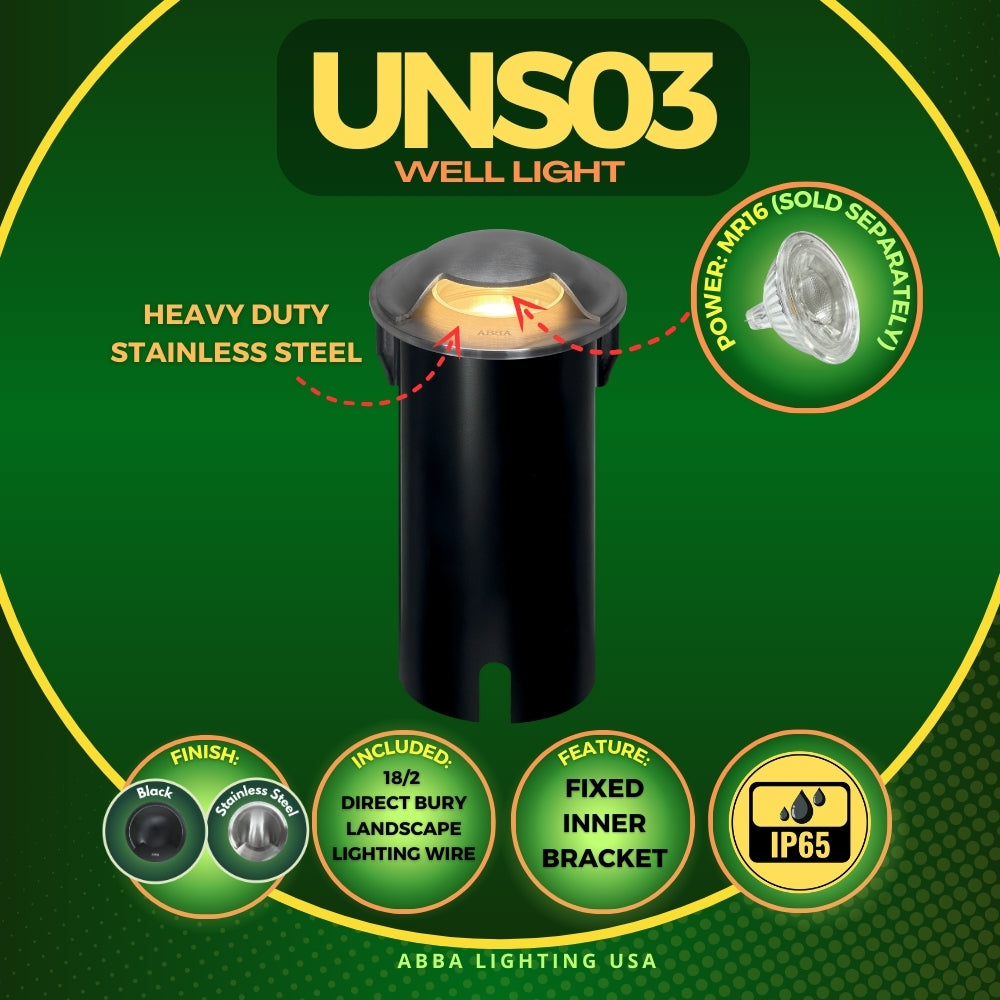 Outdoor Landscape Lighting LED 12V Low Voltage UNS03 4x/8x/12x Package Stainless Steel Mono Directional One Slit In-Ground 12V Low Voltage LED In Ground Landscape Lighting with MR16 5W 3000K Bulb