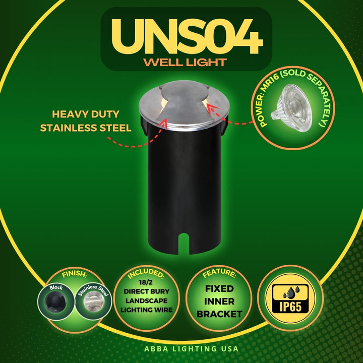 Outdoor Landscape Lighting LED 12V Low Voltage UNS04 4x/8x/12x Package Stainless Steel Bi Directional Two Slit In-Ground 12V Low Voltage LED In Ground Landscape Lighting with MR16 5W 3000K Bulb