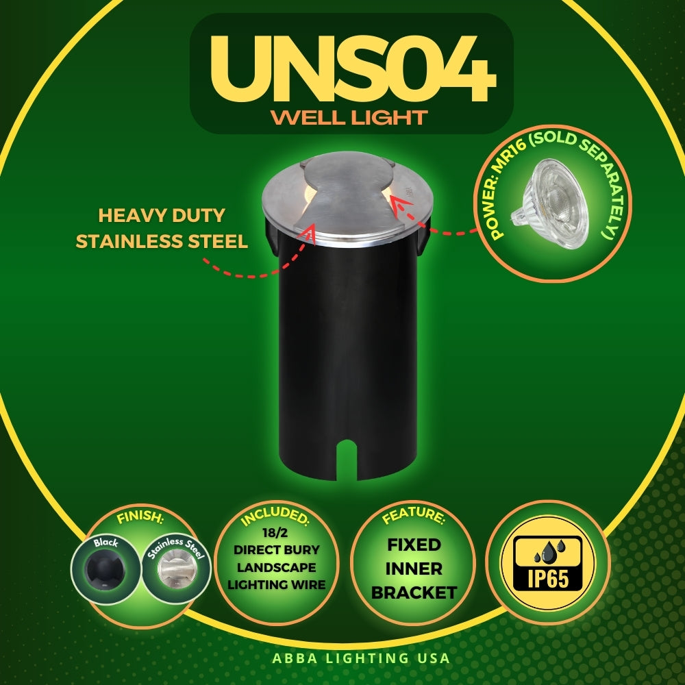 Outdoor Landscape Lighting LED 12V Low Voltage UNS04 Stainless Steel Bi Directional Two Slit In-Ground 12V Low Voltage LED In Ground Landscape Lighting Lamp Ready MR16 Socket