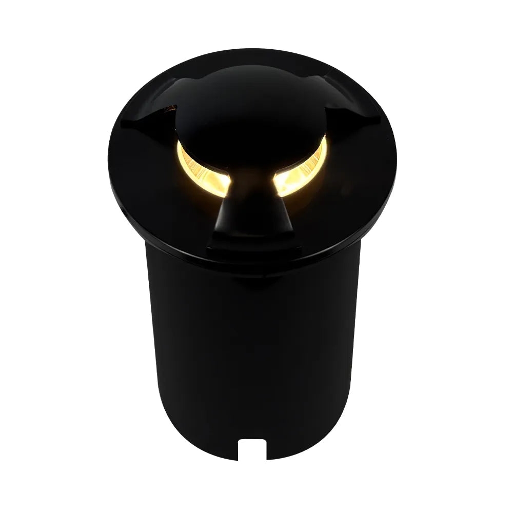 Outdoor Landscape Lighting LED 12V Low Voltage UNS05 Stainless Steel Tri Directional Three Slit In-Ground 12V Low Voltage LED In Ground Landscape Lighting Lamp Ready MR16 Socket Black