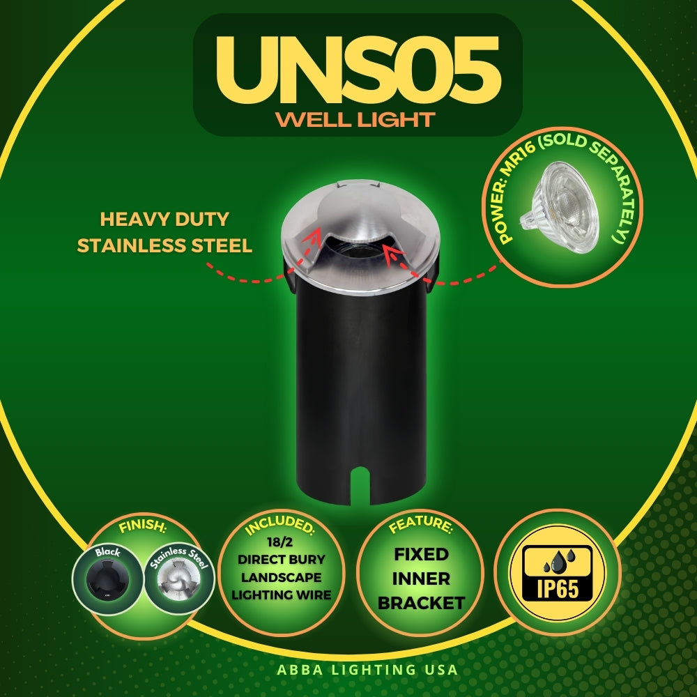 Outdoor Landscape Lighting LED 12V Low Voltage UNS05 Stainless Steel Tri Directional Three Slit In-Ground 12V Low Voltage LED In Ground Landscape Lighting Lamp Ready MR16 Socket