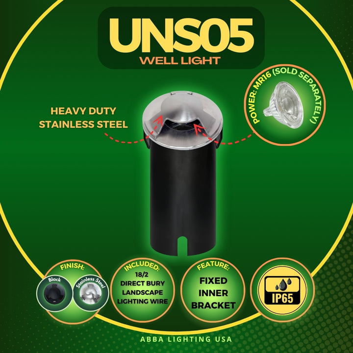 Outdoor Landscape Lighting LED 12V Low Voltage UNS05 Stainless Steel Tri Directional Three Slit In-Ground 12V Low Voltage LED In Ground Landscape Lighting Lamp Ready MR16 Socket