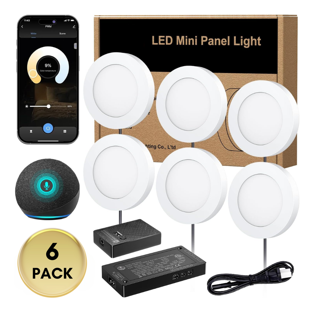 Outdoor Landscape Lighting LED 12V Low Voltage CBSA01 6 Pack 2W 12V 3000K-6000K Smart Recessed Cast Aluminum Cabinet Light Energy Saving Dimmable LED Downlighting with Remote Control White