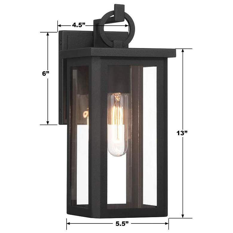 Outdoor Landscape Lighting LED 12V Low Voltage Boadie 1 Light Outdoor Sconce 5.5"x13" Stainless Steel and Glass Matte Black Finish 120V E26 LED Bulb Socket for Patio, Garden, Exterior Walls