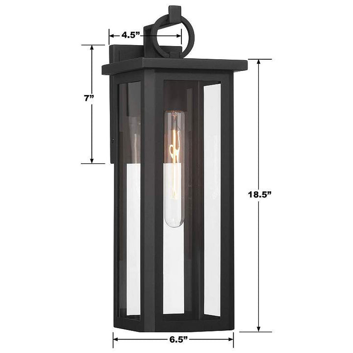 Outdoor Landscape Lighting LED 12V Low Voltage Boadie 1 Light Outdoor Sconce 6.5"x18.5" Stainless Steel and Glass Matte Black Finish 120V E26 LED Bulb Socket for Patio, Garden, Exterior Walls