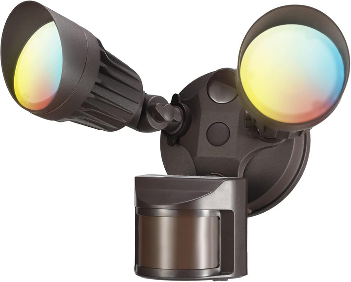 Outdoor Landscape Lighting LED 12V Low Voltage 25W Wired Outdoor LED Flood Light, 120V 3CCT 3000K-6000K Tunable Motion-Sensor Security Light 2500LM, IP65 Brown 3CCT