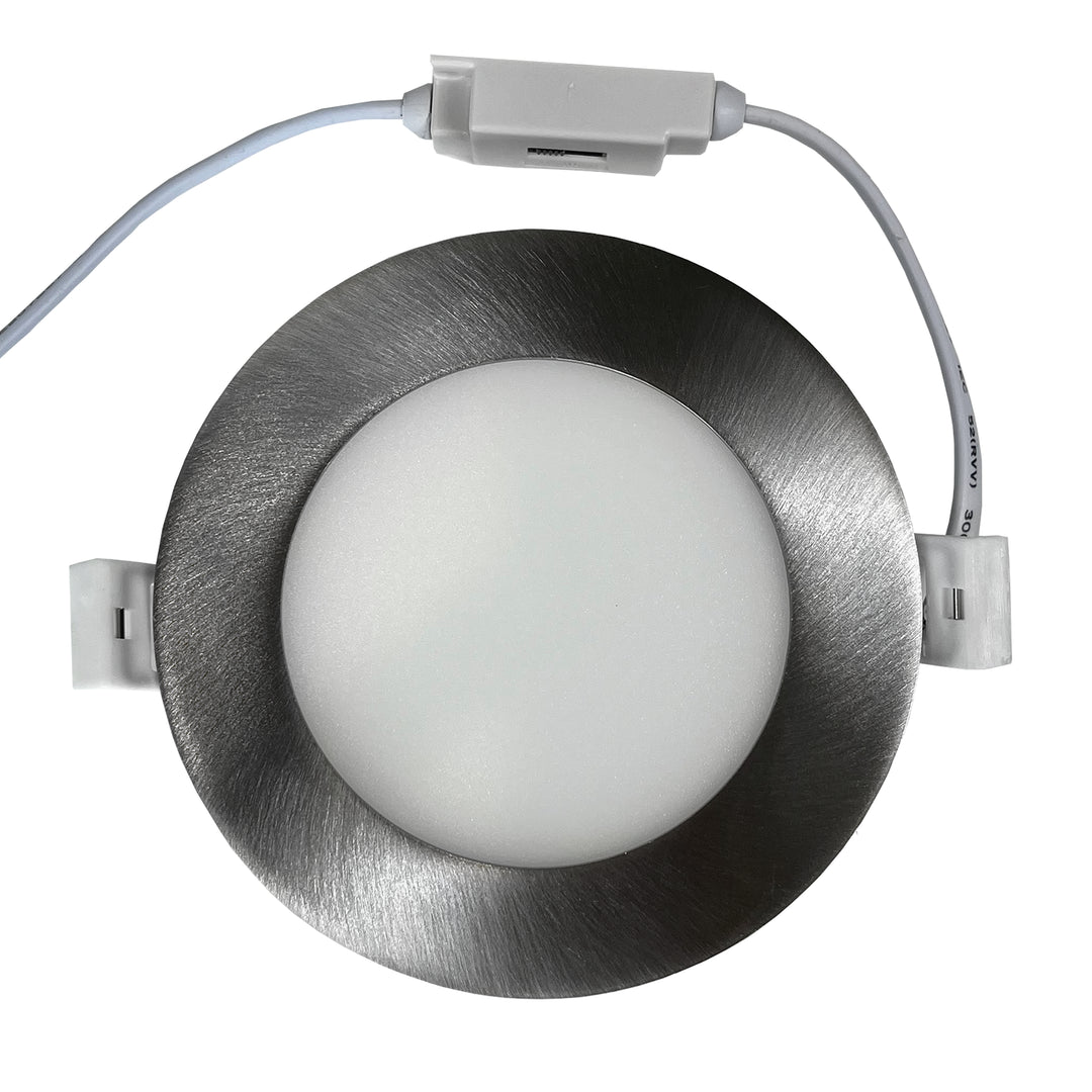 Outdoor Landscape Lighting LED 12V Low Voltage CB04 Cast Aluminum Slim Panel Light | 10W 3CCT Dimmable Integrated LED 12V AC/DC Low Voltage Down Light Brushed Nickel