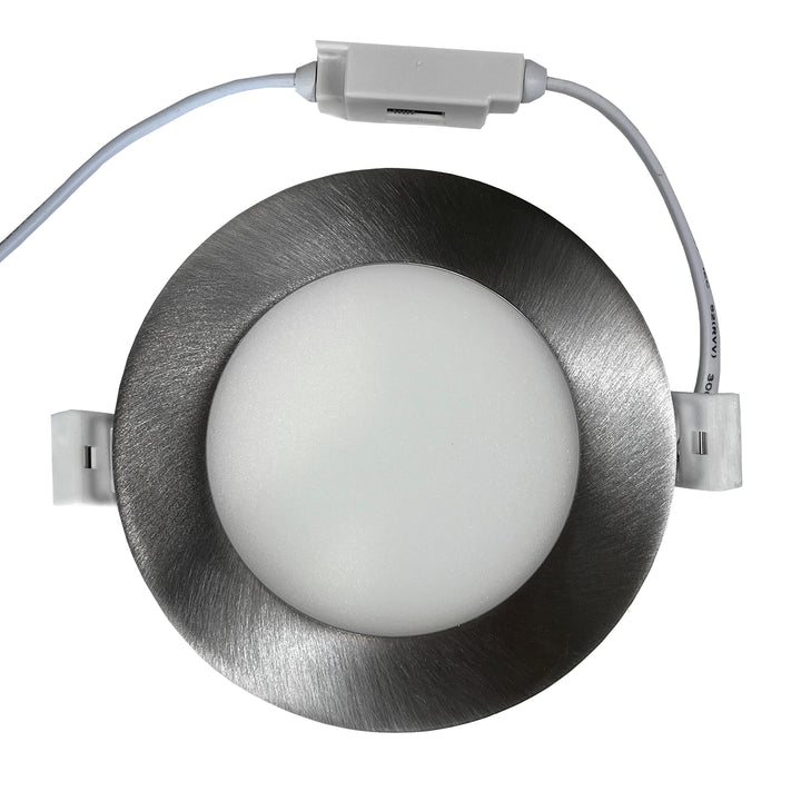 Outdoor Landscape Lighting LED 12V Low Voltage CB04 Cast Aluminum Slim Panel Light | 10W 3CCT Dimmable Integrated LED 12V AC/DC Low Voltage Down Light Brushed Nickel