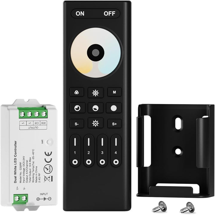 Outdoor Landscape Lighting LED 12V Low Voltage 4-Zone RF 2.4GHz Wireless LED Strip Controller Kit - Tuya-Compatible CCT, RGB, RGBW & RGBCCT Control Changing Color Temperature (CCT)