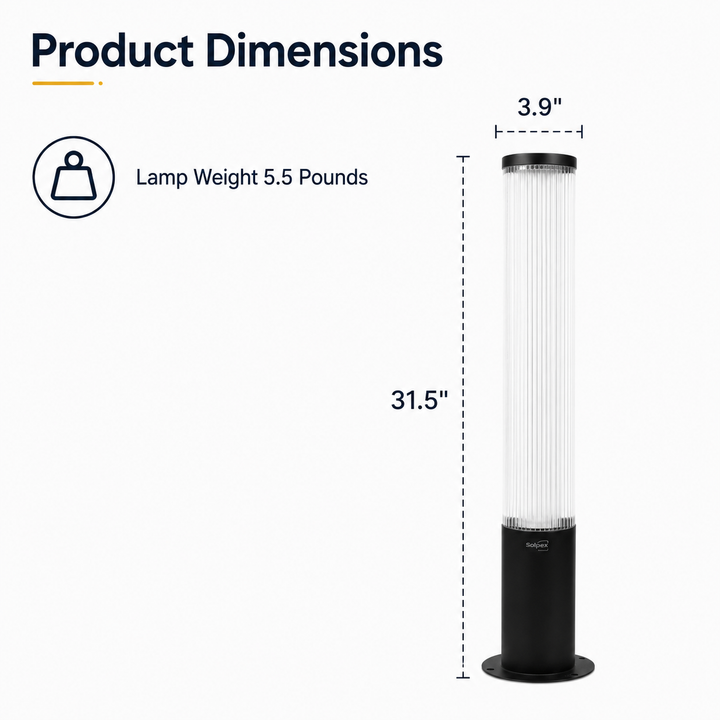 Outdoor Landscape Lighting LED 12V Low Voltage CPLA14 DC12V Low Voltage Integrated 28W 32" LED 3000K Outdoor Aluminum Ribbed Bollard Path Light Bolted Mount Base IP65 Waterproof