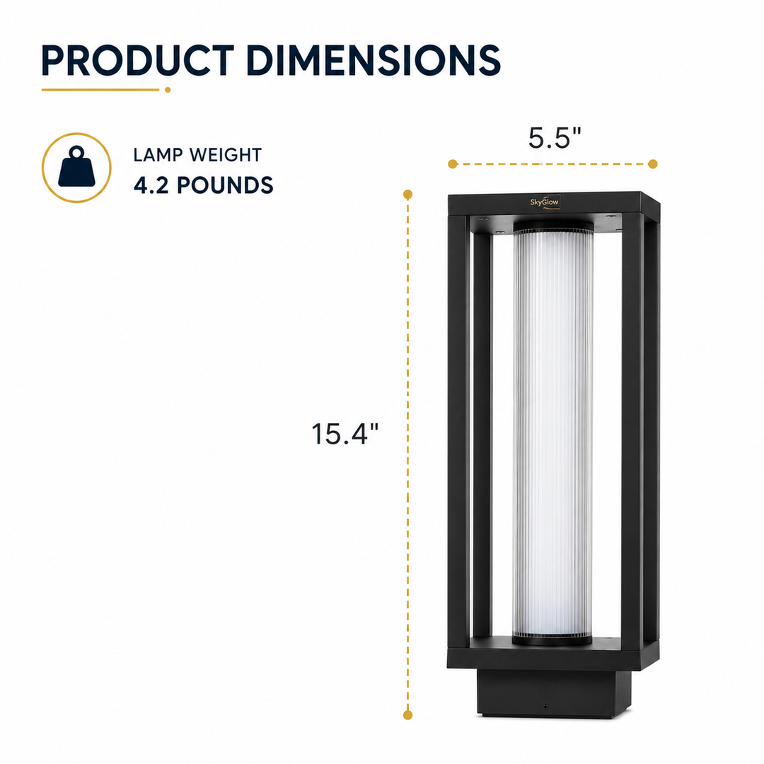 Outdoor Landscape Lighting LED 12V Low Voltage CPLA15 DC12V Low Voltage Integrated 10W 15" LED 3000K Outdoor Aluminum Ribbed Area Path Light Bolted Mount Base IP65 Waterproof