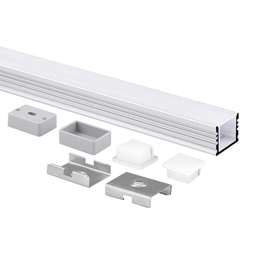 Outdoor Landscape Lighting LED 12V Low Voltage BN265 Square Surface-Mount 8 ft Aluminum Channel 0.71" x 0.51" 10 Pack LED Strip Light Cover End Caps Waterproof IP65