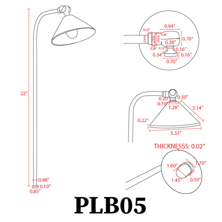 Outdoor Landscape Lighting LED 12V Low Voltage PLB05 Cast Brass Path Light | 12V Low Voltage Landscape Light Lamp Ready G4 Socket