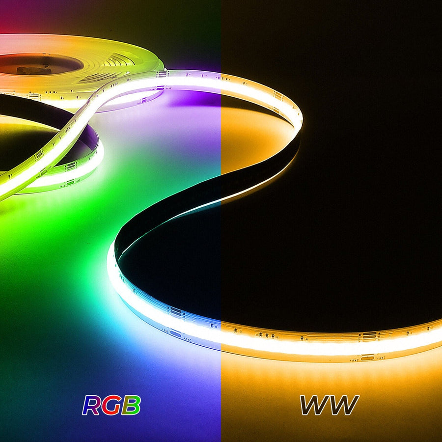 Outdoor Landscape Lighting LED 12V Low Voltage SLD01 Dotless Linear LED RGBW Color Changing 4.8W/ft COB Strip Lights IP20 Low Voltage 12mm DC24V Tape Light RGBW 3000K Warm White