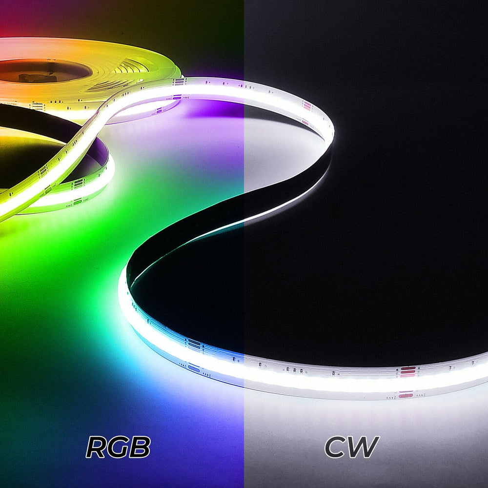 Outdoor Landscape Lighting LED 12V Low Voltage SLD01 Dotless Linear LED RGBW Color Changing 4.8W/ft COB Strip Lights IP20 Low Voltage 12mm DC24V Tape Light RGBW 5000K Cool White
