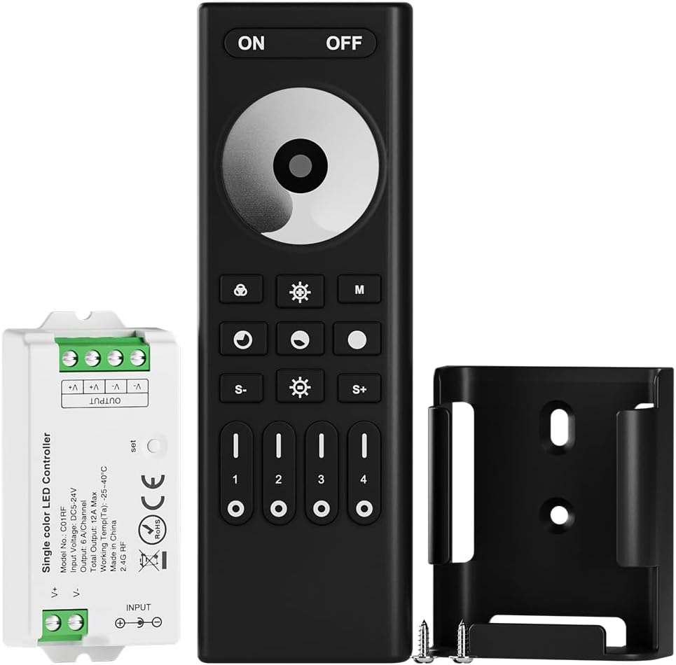 Outdoor Landscape Lighting LED 12V Low Voltage 4-Zone RF 2.4GHz Wireless LED Strip Controller Kit - Tuya-Compatible CCT, RGB, RGBW & RGBCCT Control Single Color