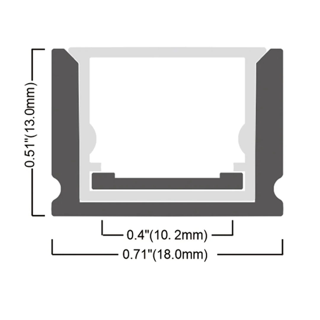 Outdoor Landscape Lighting LED 12V Low Voltage BN265 Square Surface-Mount 8 ft Aluminum Channel 0.71" x 0.51" 10 Pack LED Strip Light Cover End Caps Waterproof IP65