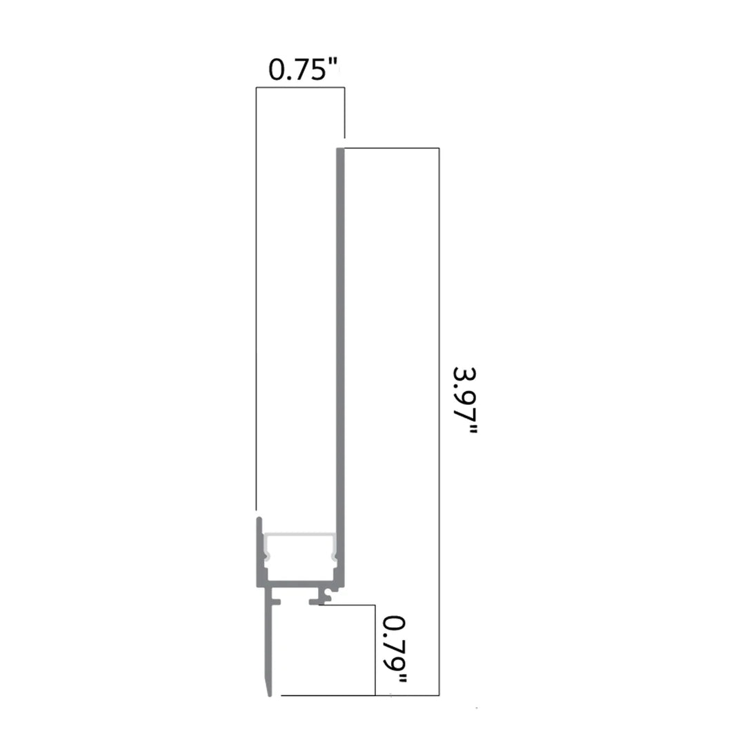 Outdoor Landscape Lighting LED 12V Low Voltage BN5619 Plaster In Baseboard 8 ft Architectural Wall Recessed Aluminum Channel 3.97" x 0.79" 10 Pack LED Strip Light Cover