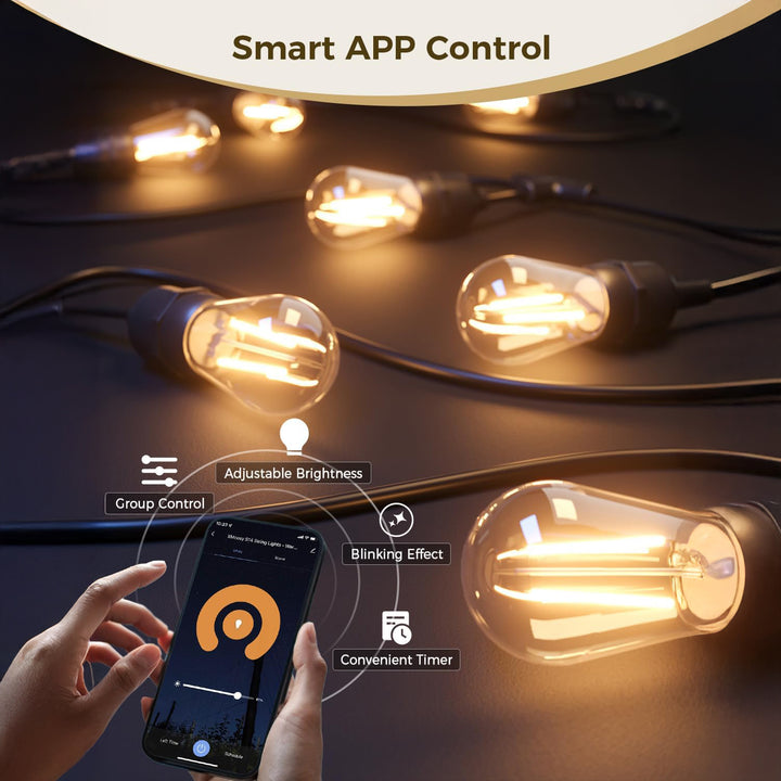 Outdoor Landscape Lighting LED 12V Low Voltage SL102 LED Dimmable Smart Bistro String Lights Outdoor Weatherproof 12V Edison Bulbs