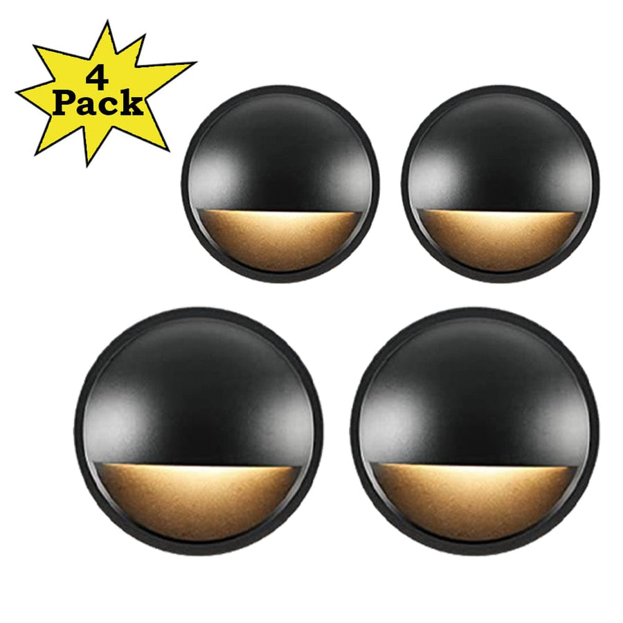 Outdoor Landscape Lighting LED 12V Low Voltage DLA02 4-Pack 2W Low Voltage 2700K Warm White Integrated LED Outdoor Half Moon Deck Lights Package, 12V LED Step Patio Landscape Lights Black