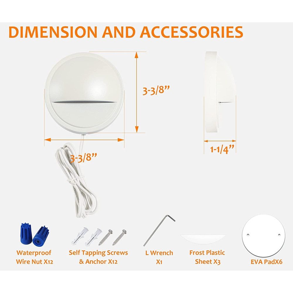 Outdoor Landscape Lighting LED 12V Low Voltage DLAC02 6-Pack 3CCT 3W Low Voltage LED Outdoor Half Moon Deck Lights Package, 12V LED Step Patio Landscape Lights