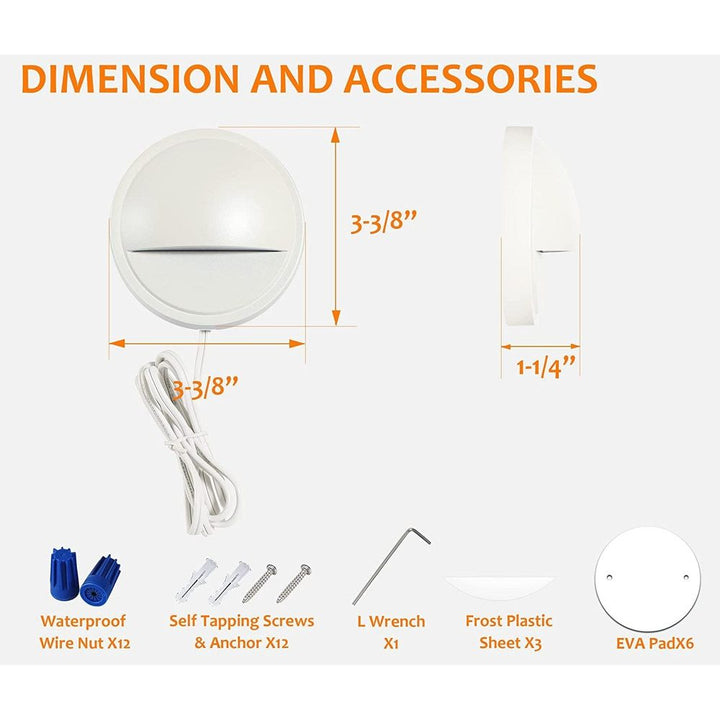 Outdoor Landscape Lighting LED 12V Low Voltage DLAC02 6-Pack 3CCT 3W Low Voltage LED Outdoor Half Moon Deck Lights Package, 12V LED Step Patio Landscape Lights
