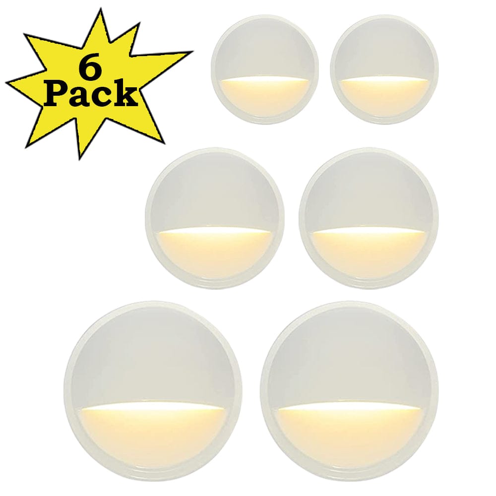 Outdoor Landscape Lighting LED 12V Low Voltage DLA02 6-Pack 2W Low Voltage 2700K Warm White Integrated LED Outdoor Half Moon Deck Lights Package, 12V LED Step Patio Landscape Lights White