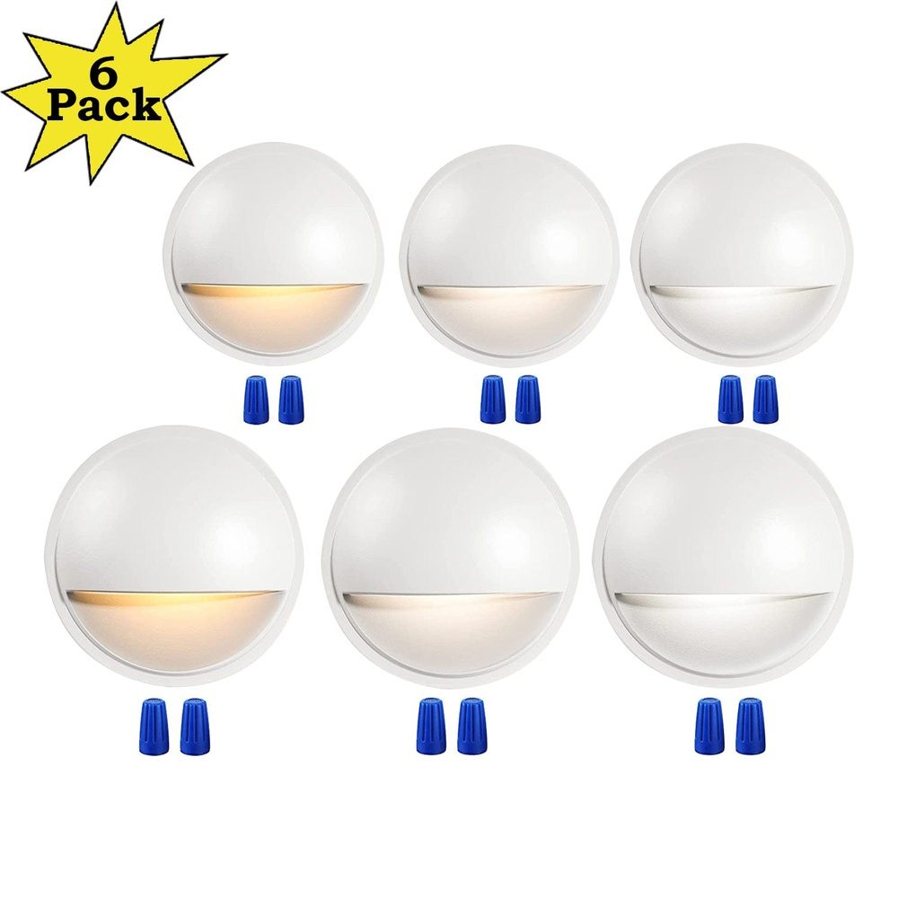 Outdoor Landscape Lighting LED 12V Low Voltage DLAC02 6-Pack 3CCT 3W Low Voltage LED Outdoor Half Moon Deck Lights Package, 12V LED Step Patio Landscape Lights White