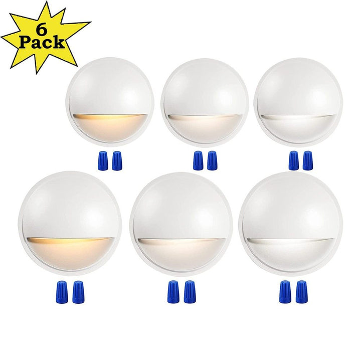 Outdoor Landscape Lighting LED 12V Low Voltage DLAC02 6-Pack 3CCT 3W Low Voltage LED Outdoor Half Moon Deck Lights Package, 12V LED Step Patio Landscape Lights White