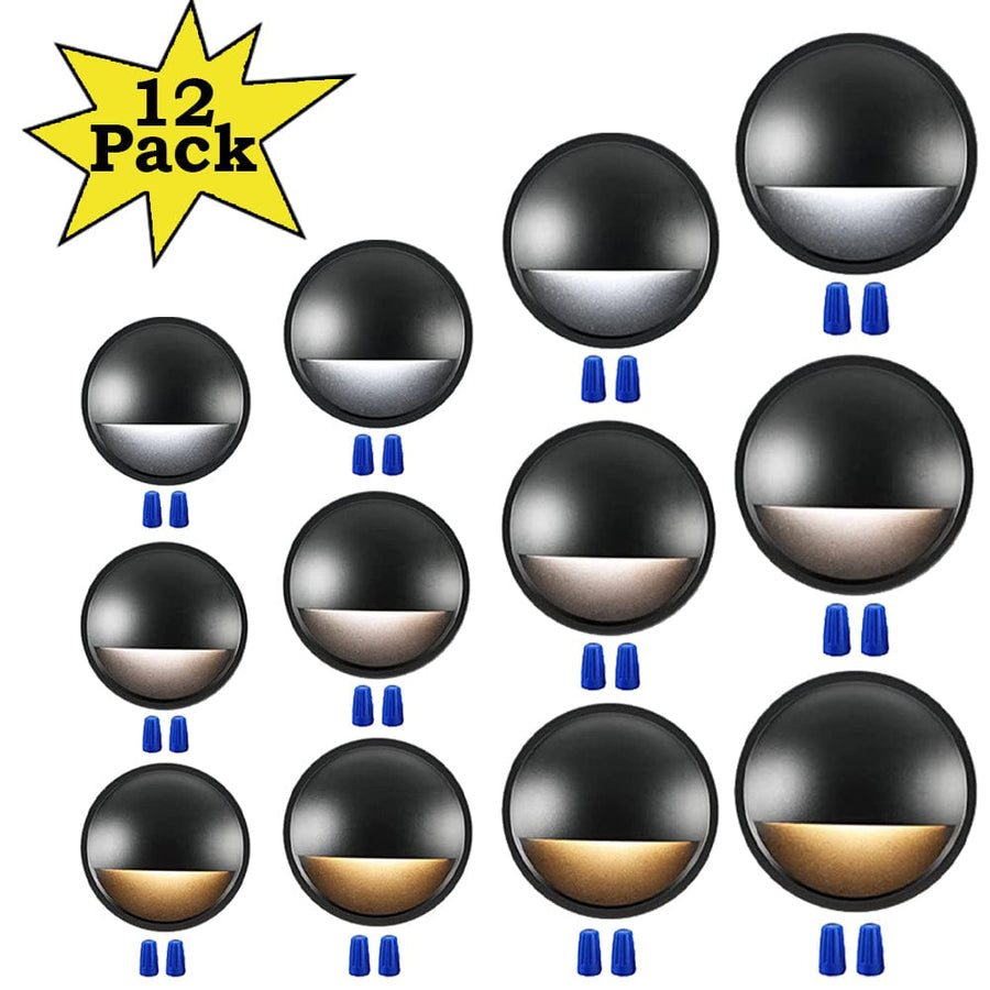Outdoor Landscape Lighting LED 12V Low Voltage DLAC02 12-Pack 3CCT 3W Black Low Voltage LED Outdoor Half Moon Deck Lights Package, 12V LED Step Patio Landscape Lights
