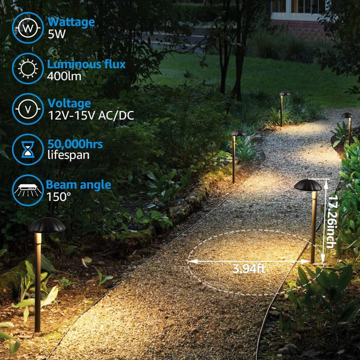 Outdoor Landscape Lighting LED 12V Low Voltage ALP01 6-Pack 5W Low Voltage 12V LED Cast Aluminum Landscape Pathway Lights Package