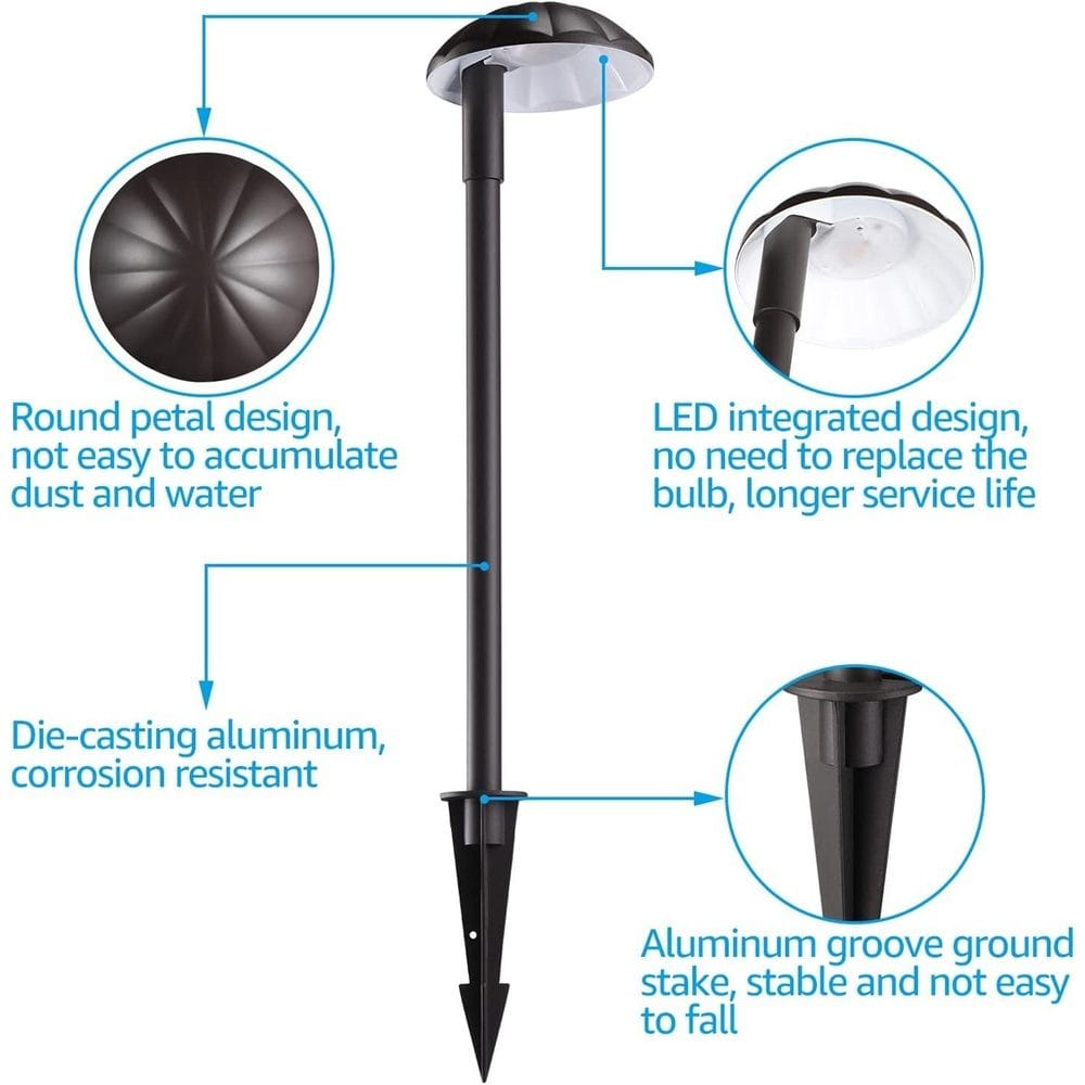 Outdoor Landscape Lighting LED 12V Low Voltage ALP01 6-Pack 5W Low Voltage 12V LED Cast Aluminum Landscape Pathway Lights Package