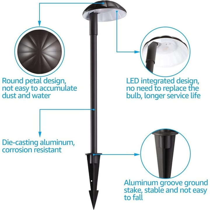 Outdoor Landscape Lighting LED 12V Low Voltage ALP01 6-Pack 5W Low Voltage 12V LED Cast Aluminum Landscape Pathway Lights Package
