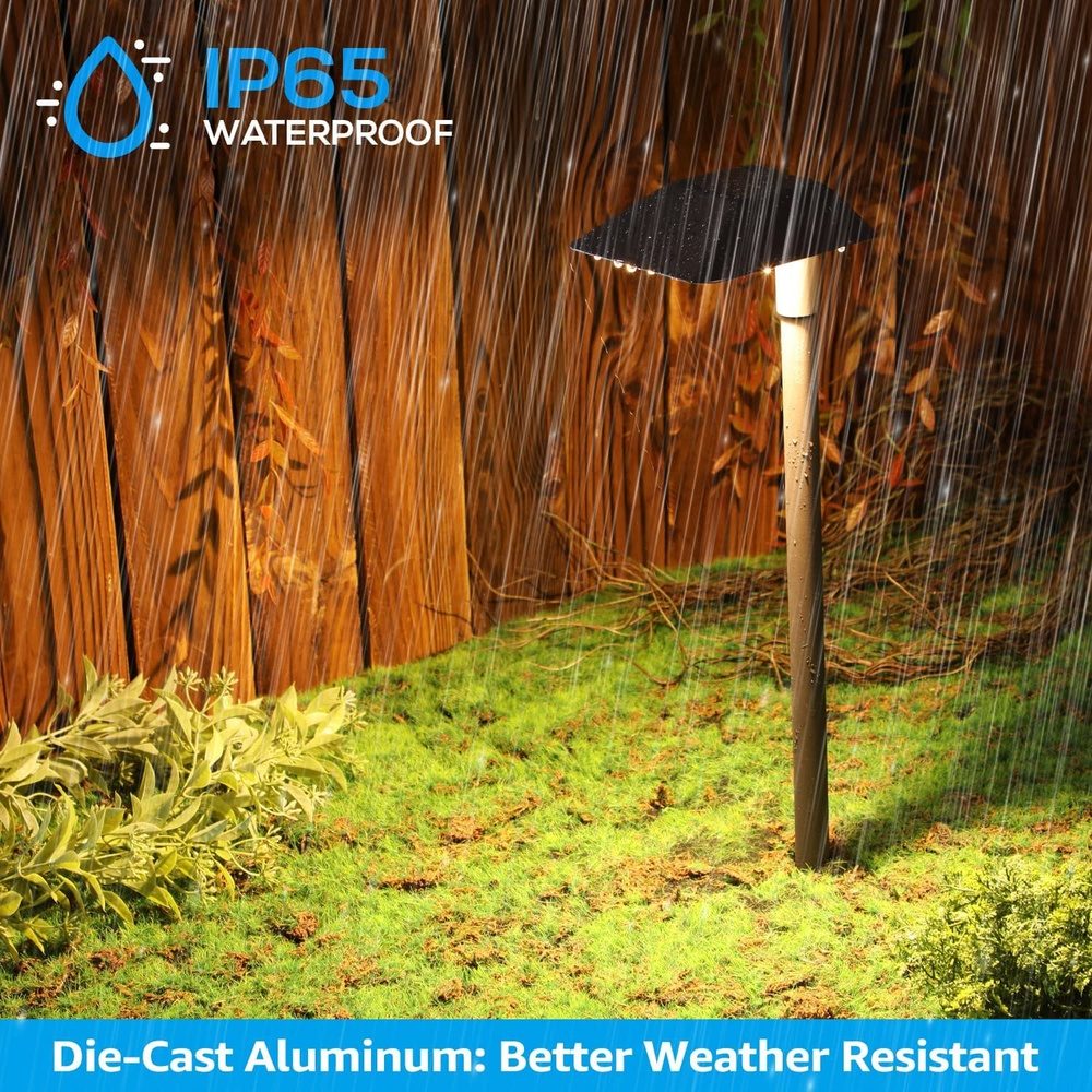Outdoor Landscape Lighting LED 12V Low Voltage ALP02 6-Pack 5W Low Voltage 12V LED 5CCT 1800K/2700K/3000K/4000K/5000K Cast Aluminum Landscape Pathway Lights Package
