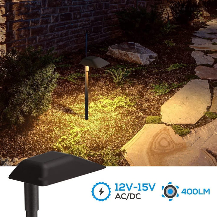 Outdoor Landscape Lighting LED 12V Low Voltage ALP02 6-Pack 5W Low Voltage 12V LED 5CCT 1800K/2700K/3000K/4000K/5000K Cast Aluminum Landscape Pathway Lights Package