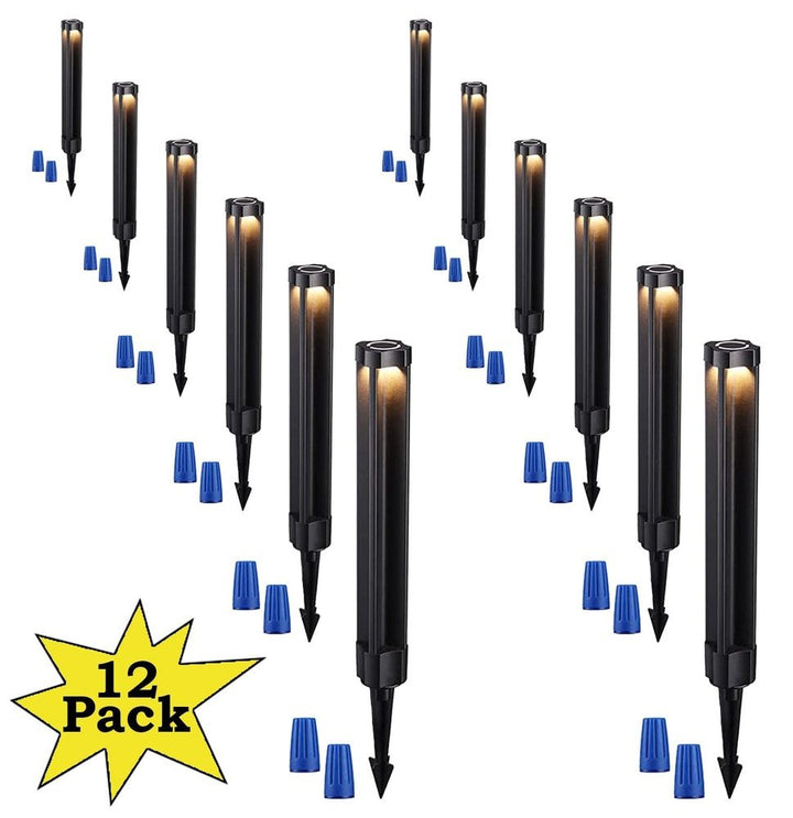 Outdoor Landscape Lighting LED 12V Low Voltage ALP14 12-Pack 4W 3000K Warm White Integrated LED 12V Low Voltage Pathway Lighting Package, AC/DC Landscape Driveway Lights