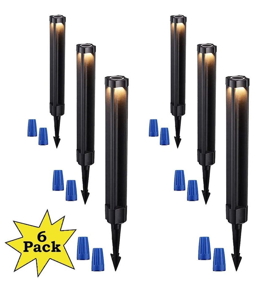 Outdoor Landscape Lighting LED 12V Low Voltage ALP14 6-Pack 4W 3000K Warm White Integrated LED 12V Low Voltage Pathway Lighting Package, AC/DC Landscape Driveway Lights