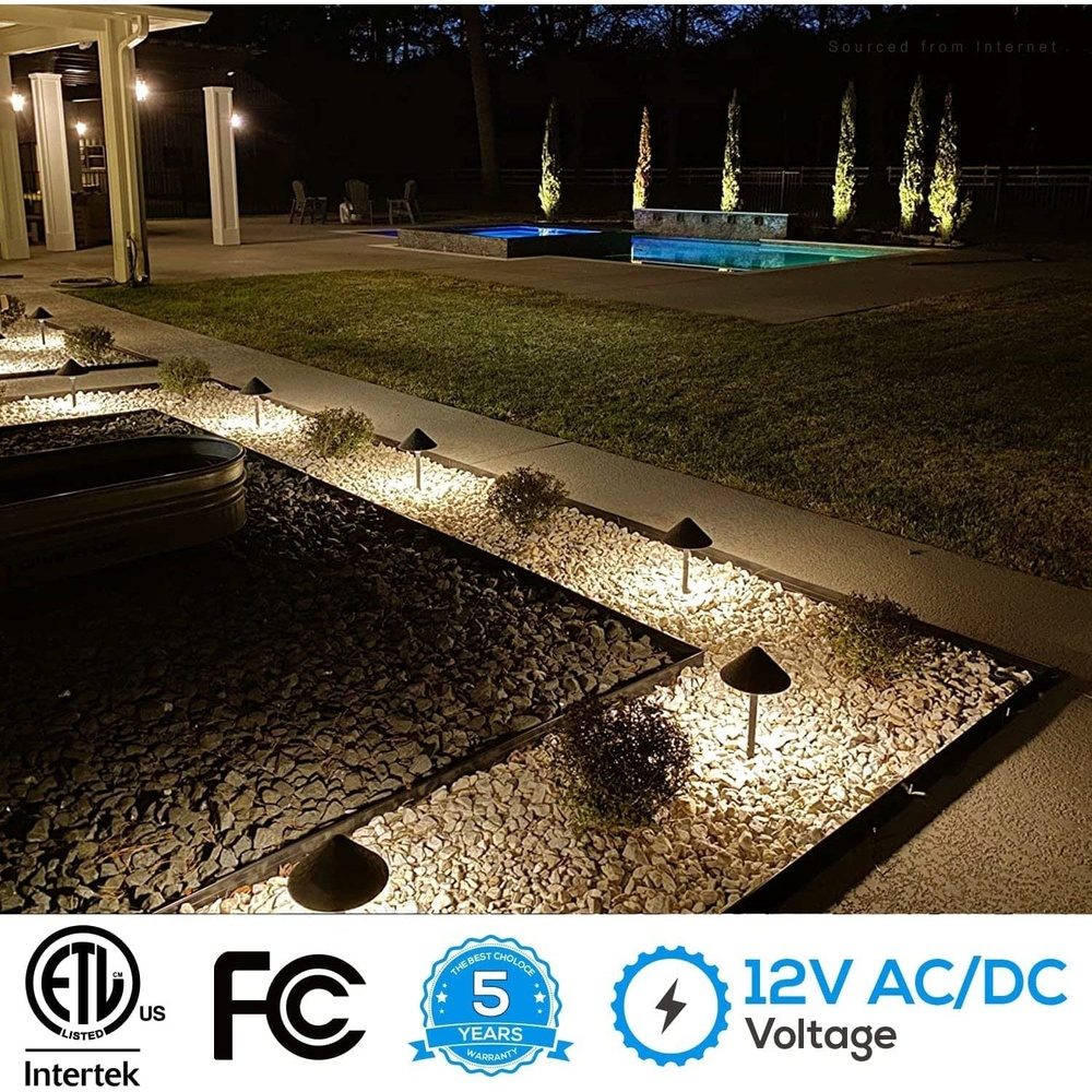 Outdoor Landscape Lighting LED 12V Low Voltage ALP49 4- and 12-Pack 3W 3000K Warm White Integrated LED Low Voltage Cast Aluminum Landscape Pathway Lights Package, Driveway Walkway Light
