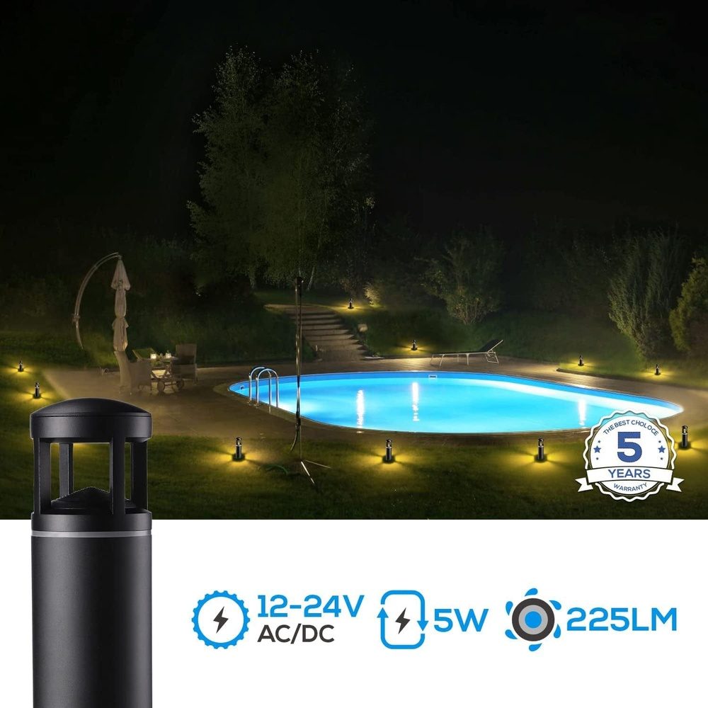 Outdoor Landscape Lighting LED 12V Low Voltage ALP59 8-Pack 3000K Warm White Integrated LED Low Voltage Pathway Lights Package, Outdoor Landscape Lighting, Aluminum Housing, 5W 12V AC/DC Path Lights for Driveway, Garden, Lawn, IP65 Waterproof, 3000K Warm White