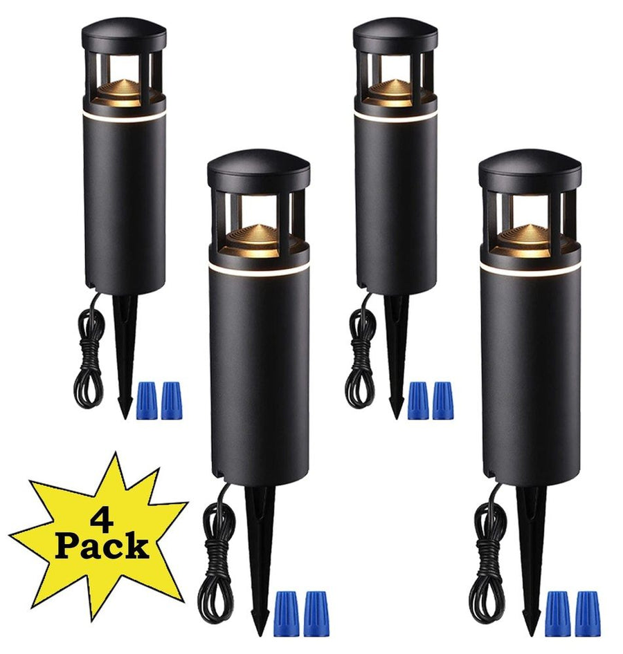 Outdoor Landscape Lighting LED 12V Low Voltage ALP59 4-Pack 3000K Warm White Integrated LED Low Voltage Pathway Lights Package, Outdoor Landscape Lighting, Aluminum Housing, 5W 12V AC/DC Path Lights for Driveway, Garden, Lawn, IP65 Waterproof, 3000K Warm White