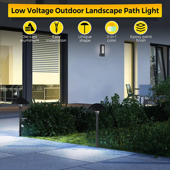 Outdoor Landscape Lighting LED 12V Low Voltage ALPCC06 6- and 12-Pack 5W 3CCT LED Landscape Pathway Light Package, 12V Low Voltage Modern Path Lights