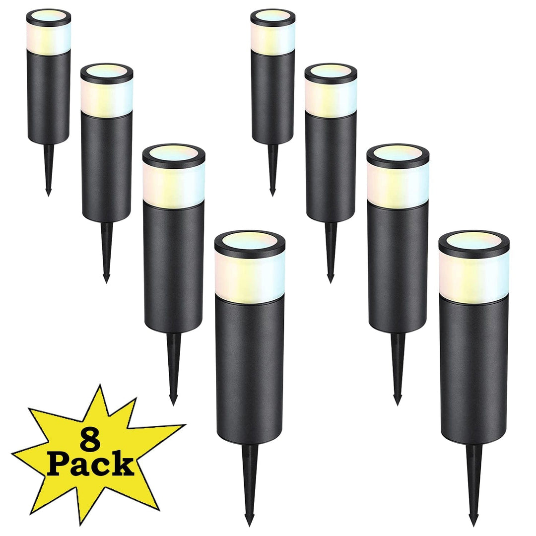 Outdoor Landscape Lighting LED 12V Low Voltage ALPCC08 8-Pack 4.5W 5CCT LED Landscape Pathway Light Package, 12V Low Voltage Modern Path Lights