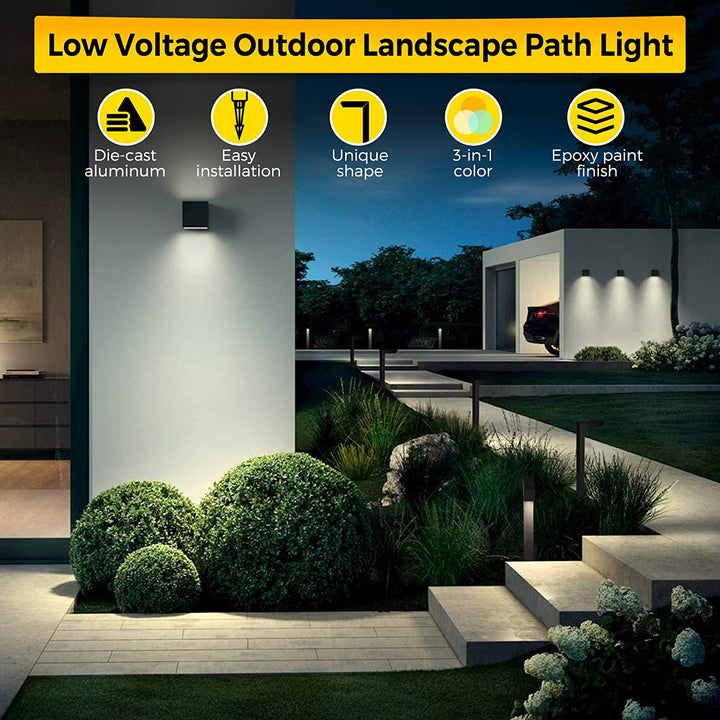 Outdoor Landscape Lighting LED 12V Low Voltage ALPCC07 6-Pack 5W 5CCT LED Landscape Pathway Light Package, 12V Low Voltage Modern Path Lights