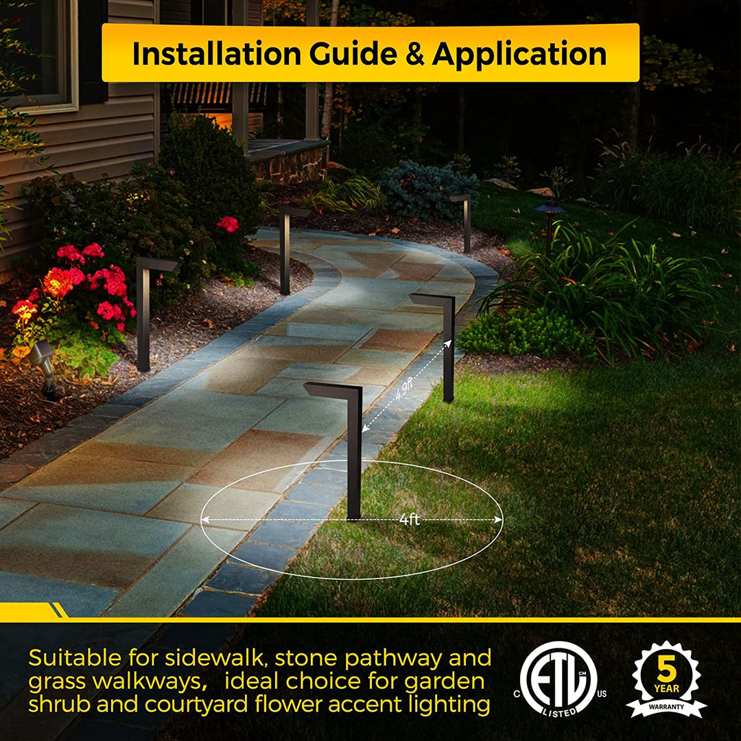 Outdoor Landscape Lighting LED 12V Low Voltage ALPCC07 6-Pack 5W 5CCT LED Landscape Pathway Light Package, 12V Low Voltage Modern Path Lights