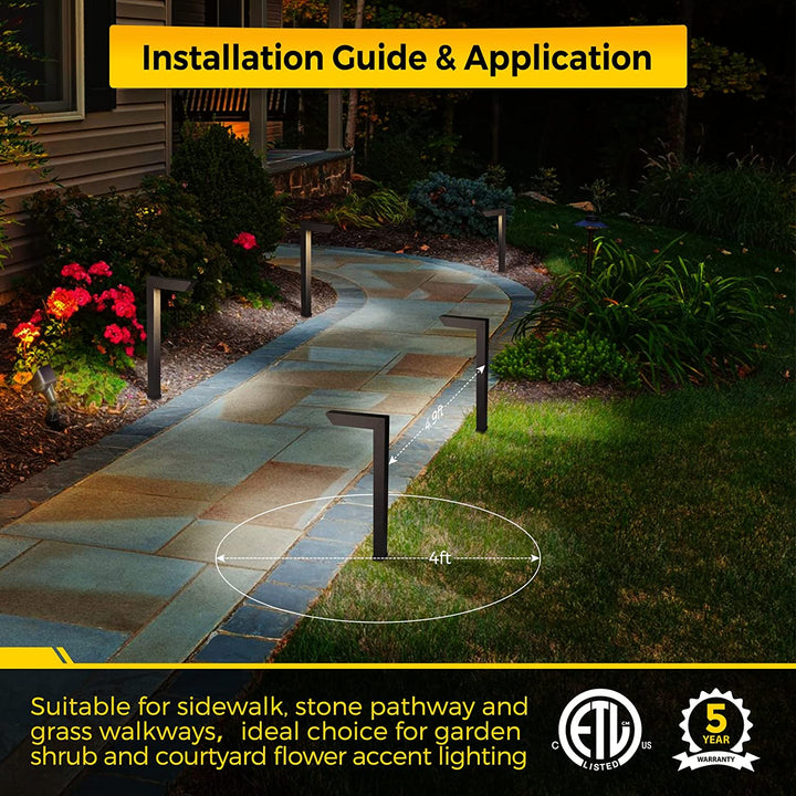 Outdoor Landscape Lighting LED 12V Low Voltage ALPCC07 6-Pack 5W 5CCT LED Landscape Pathway Light Package, 12V Low Voltage Modern Path Lights