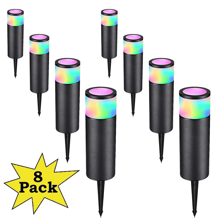 Outdoor Landscape Lighting LED 12V Low Voltage ALPR08 8-Pack RGB LED Landscape Pathway Lights Package, 4.5W Low Voltage 12V Bollard Outdoor Landscape Lighting