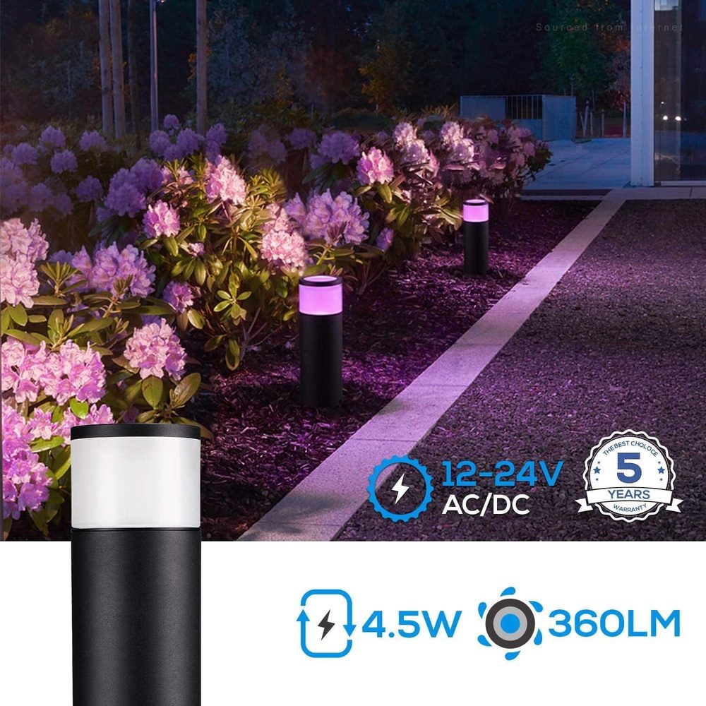 Outdoor Landscape Lighting LED 12V Low Voltage ALPR08 8-Pack RGB LED Landscape Pathway Lights Package, 4.5W Low Voltage 12V Bollard Outdoor Landscape Lighting