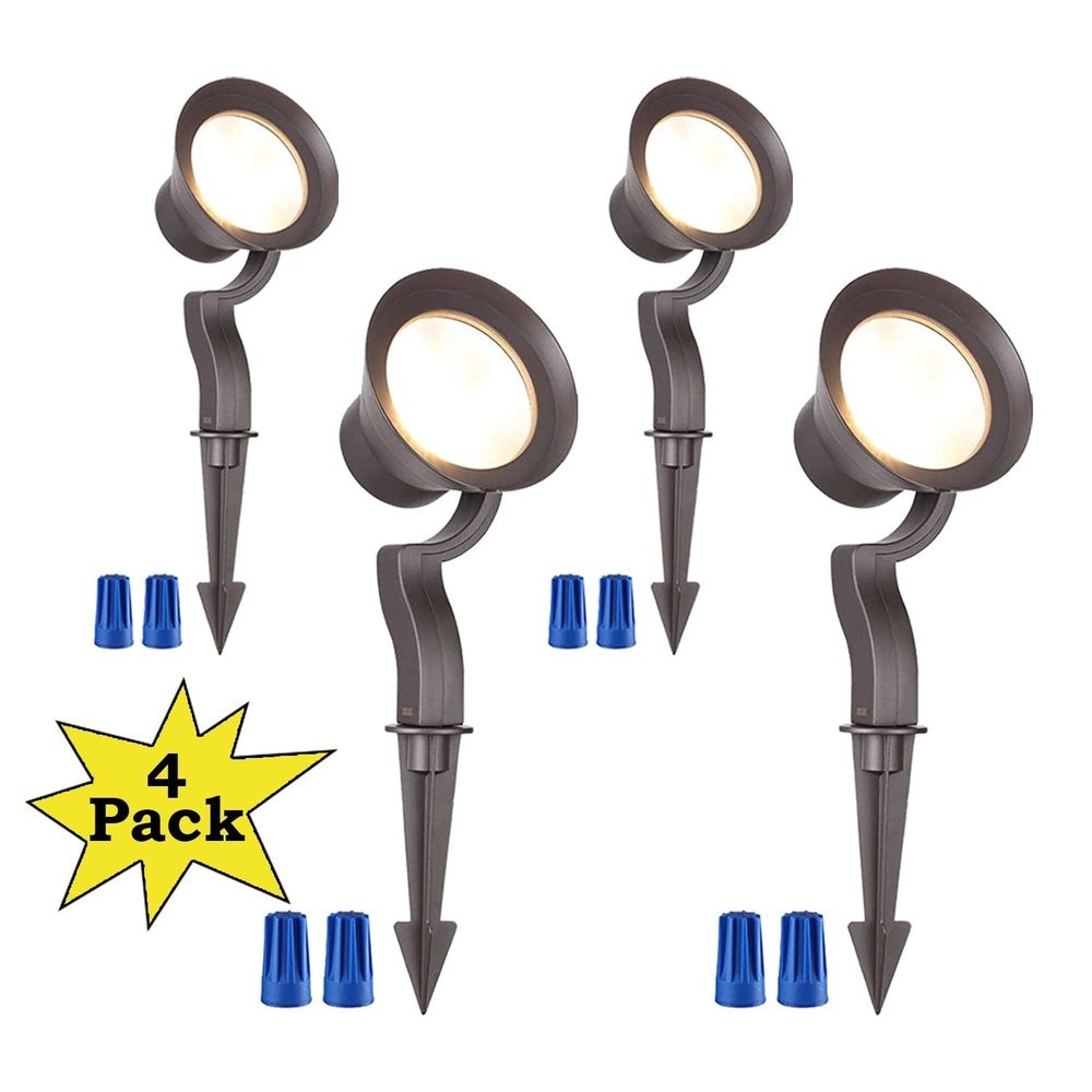 Outdoor Landscape Lighting LED 12V Low Voltage ALS03 4-Pack 5CCT 1800K/2700K/3000K/4000K/5000K Integrated LED Landscape Aluminum Spotlights Package, Adjustable Wattage 3.7W/7.3W/12W Low Voltage 12V Directional Outdoor Landscape Lighting