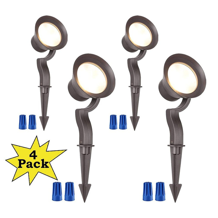 Outdoor Landscape Lighting LED 12V Low Voltage ALS03 4-Pack 5CCT 1800K/2700K/3000K/4000K/5000K Integrated LED Landscape Aluminum Spotlights Package, Adjustable Wattage 3.7W/7.3W/12W Low Voltage 12V Directional Outdoor Landscape Lighting