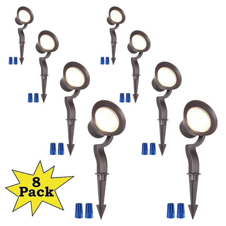 Outdoor Landscape Lighting LED 12V Low Voltage ALS03 8-Pack 5CCT 1800K/2700K/3000K/4000K/5000K Integrated LED Landscape Aluminum Spotlights Package, Adjustable Wattage 3.7W/7.3W/12W Low Voltage 12V Directional Outdoor Landscape Lighting
